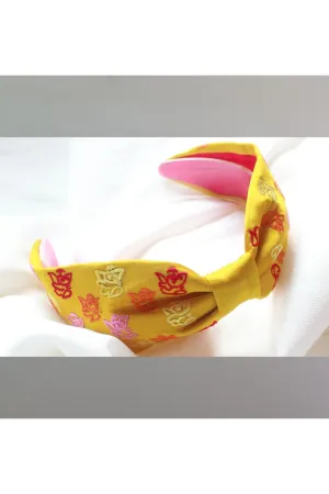 Yellow Ganesh Embroidered Hairband - Ethnic