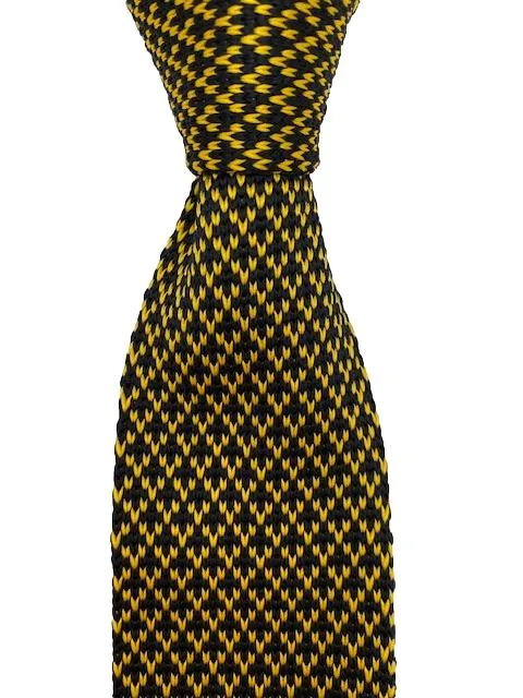 Yellow Gold and Black Knitted Men's Tie