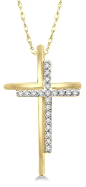 Yellow Gold Diamond Cross Necklace