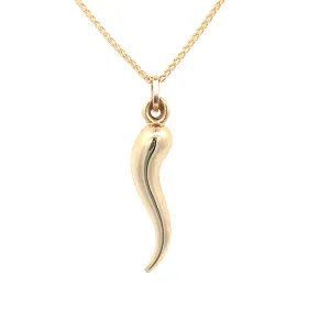 Yellow Gold Italian Horn Pendant