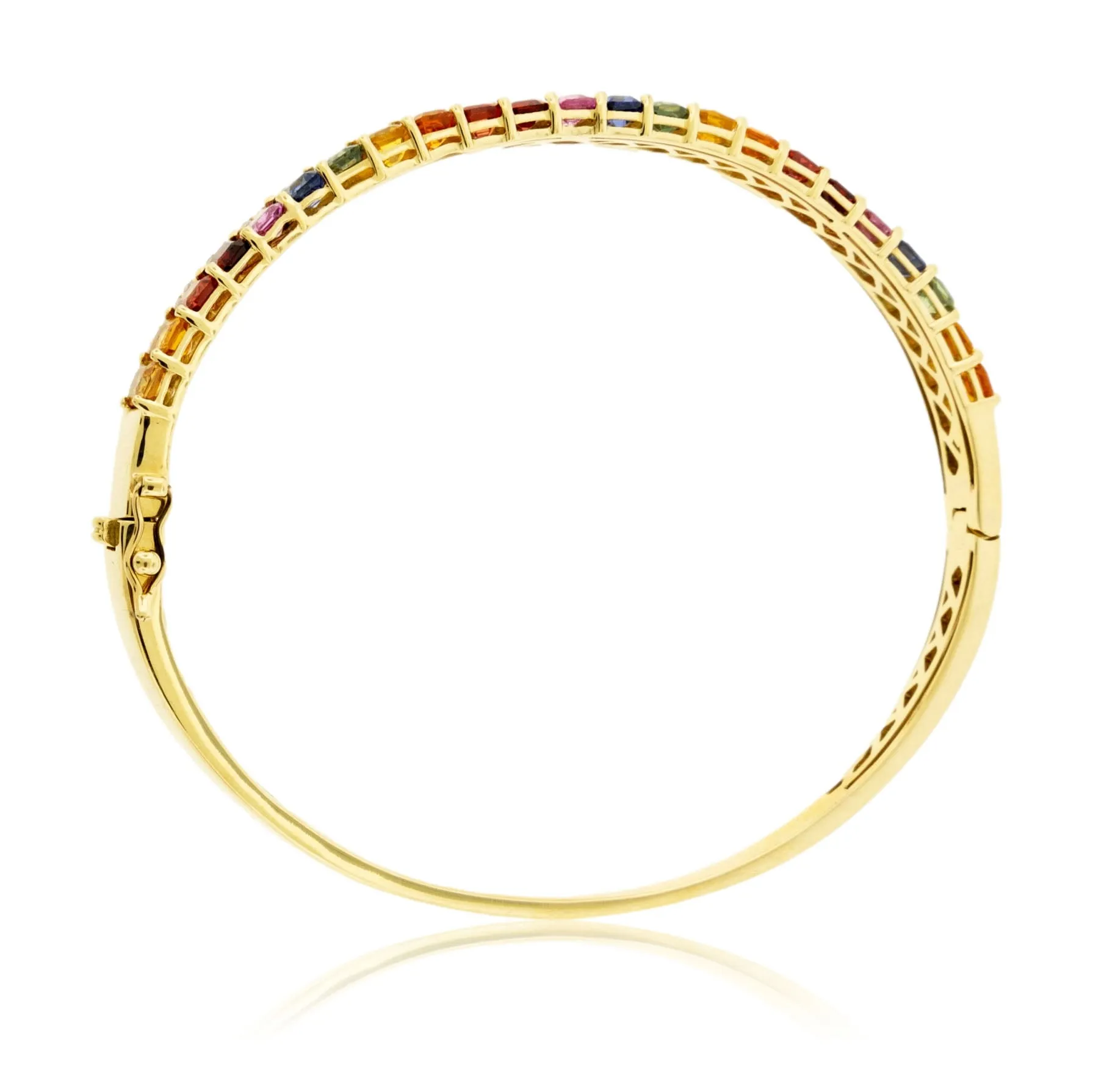 Yellow Gold Rainbow Sapphire and Diamond Accented Bracelet