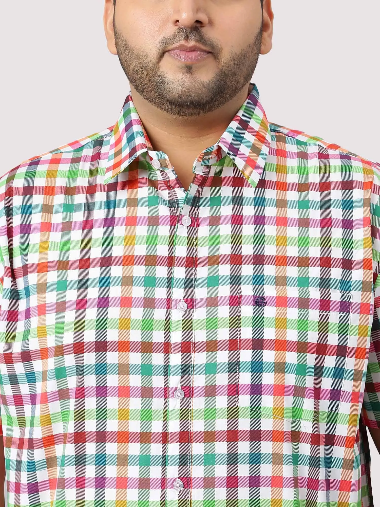 Yellow Green Red Bold Checks Men's Plus Size