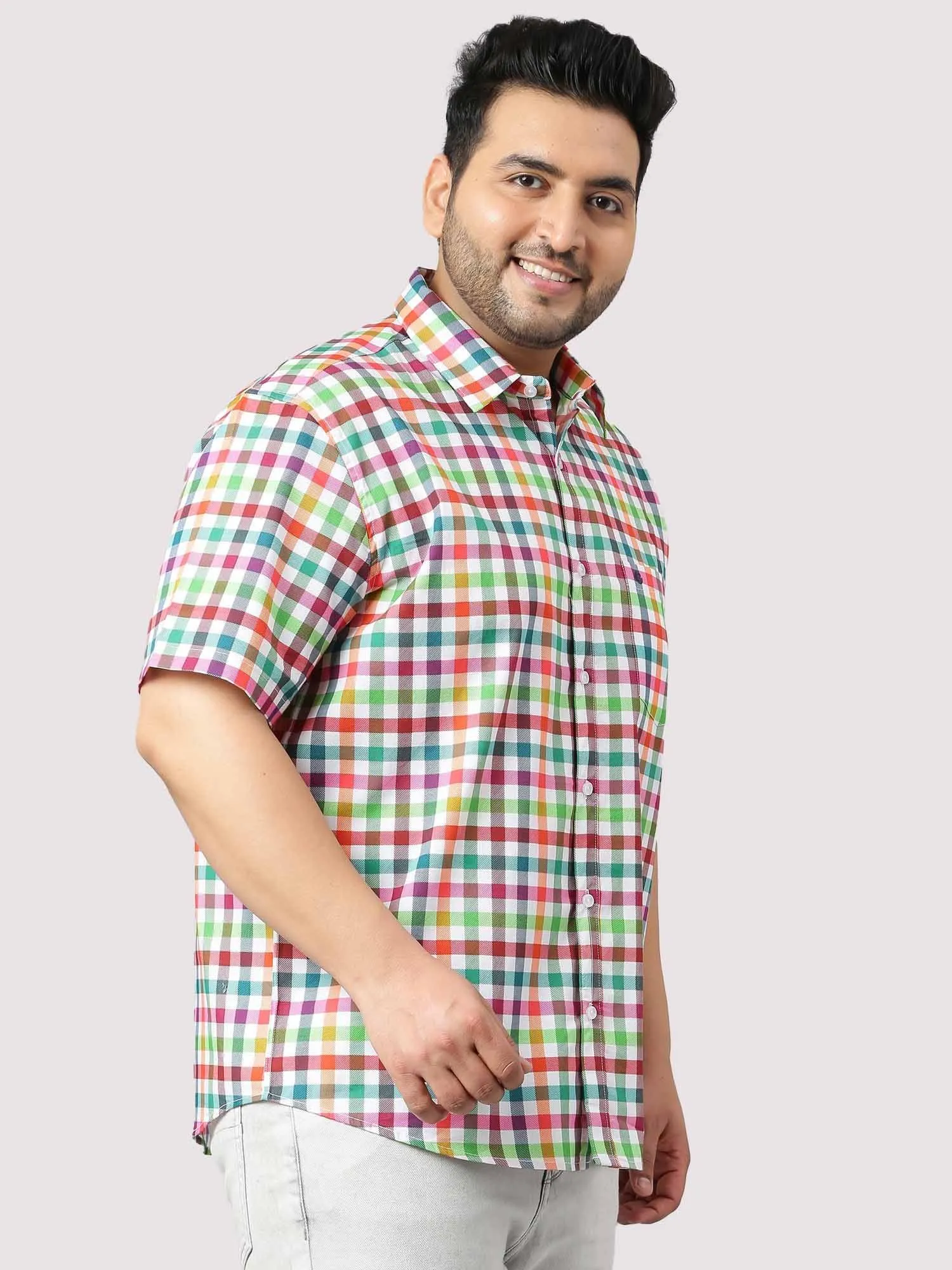 Yellow Green Red Bold Checks Men's Plus Size