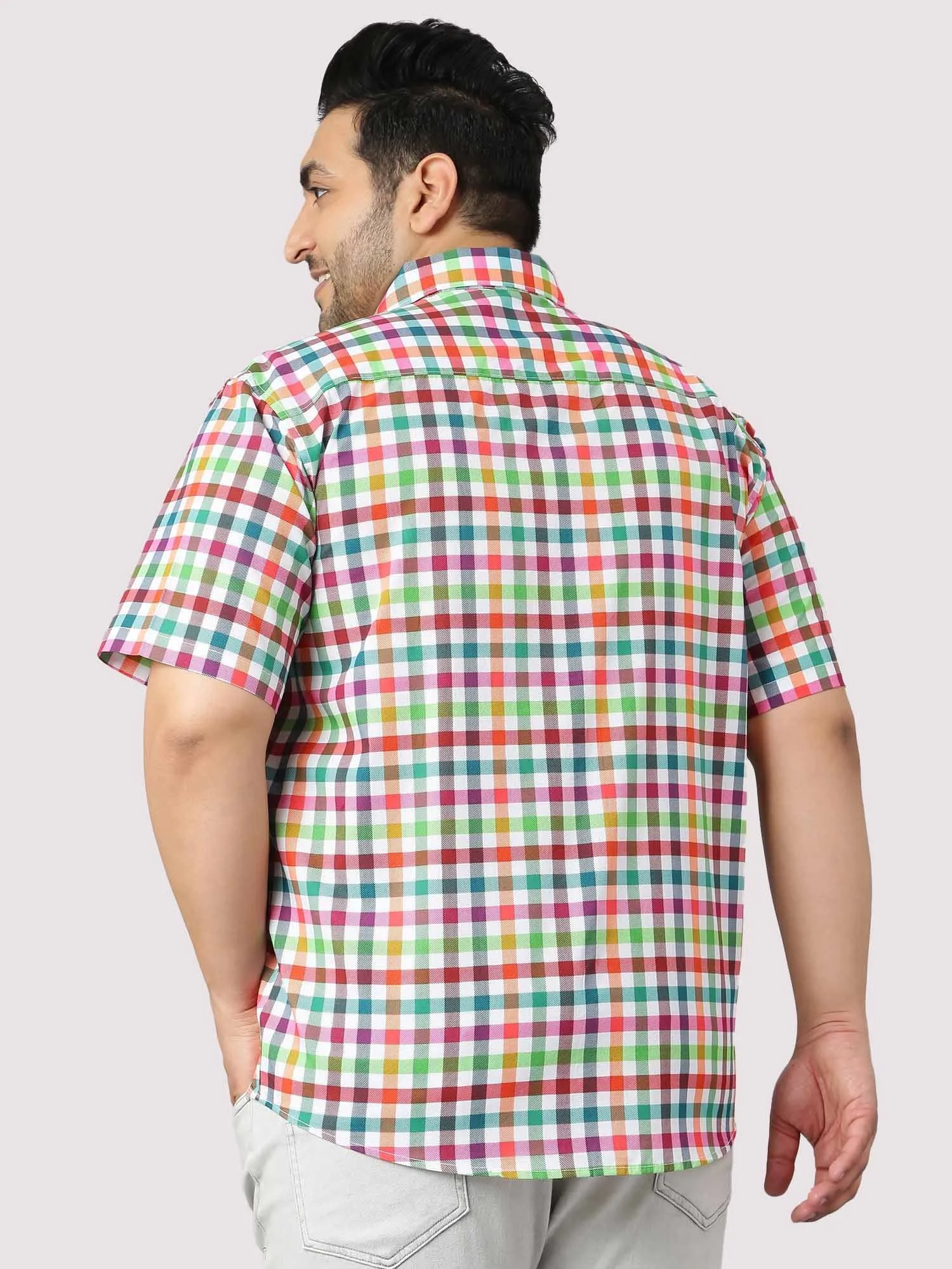 Yellow Green Red Bold Checks Men's Plus Size