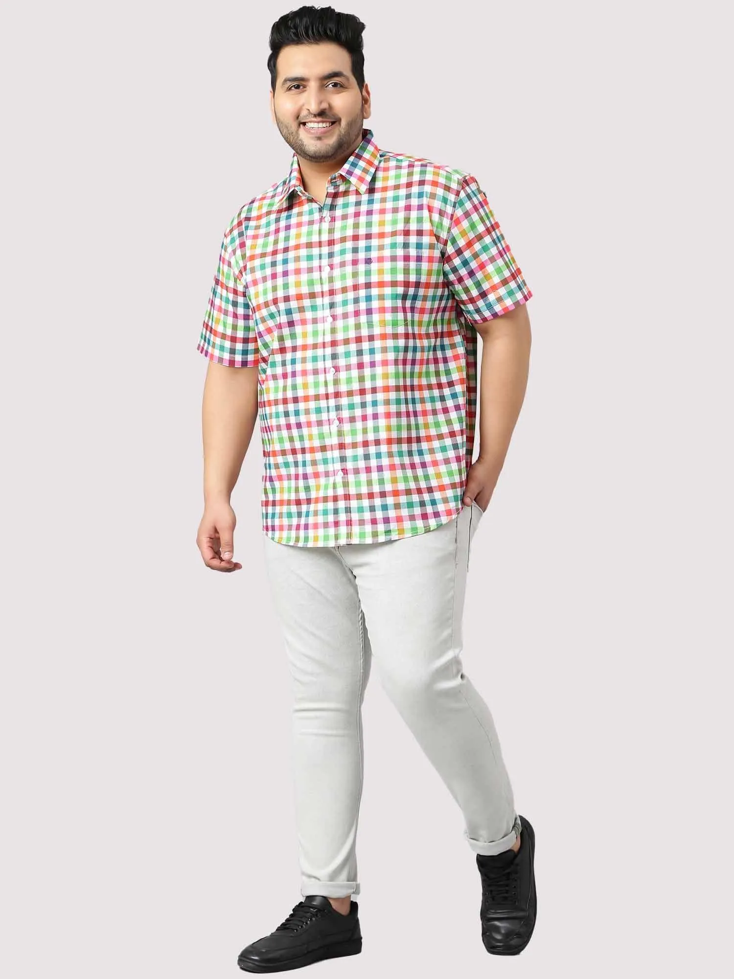 Yellow Green Red Bold Checks Men's Plus Size