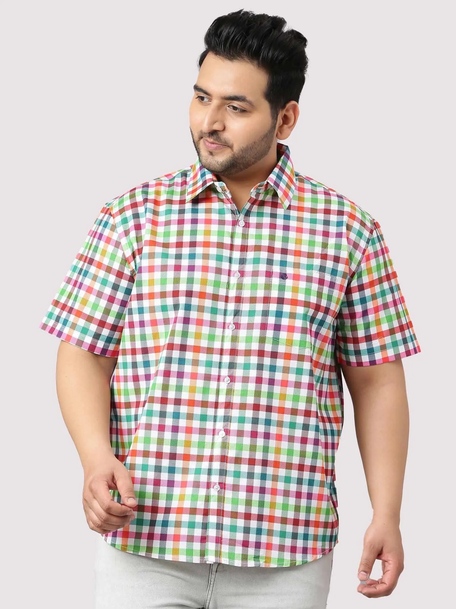 Yellow Green Red Bold Checks Men's Plus Size