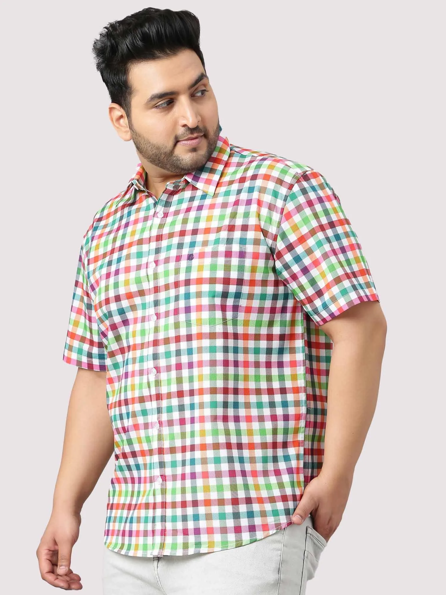 Yellow Green Red Bold Checks Men's Plus Size