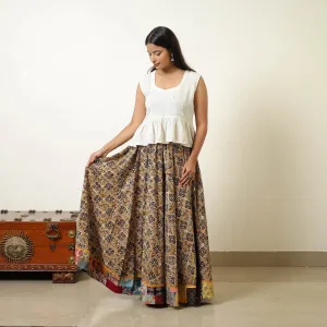 Yellow - Hand Block Printed Cotton Long Bagru Skirt 13