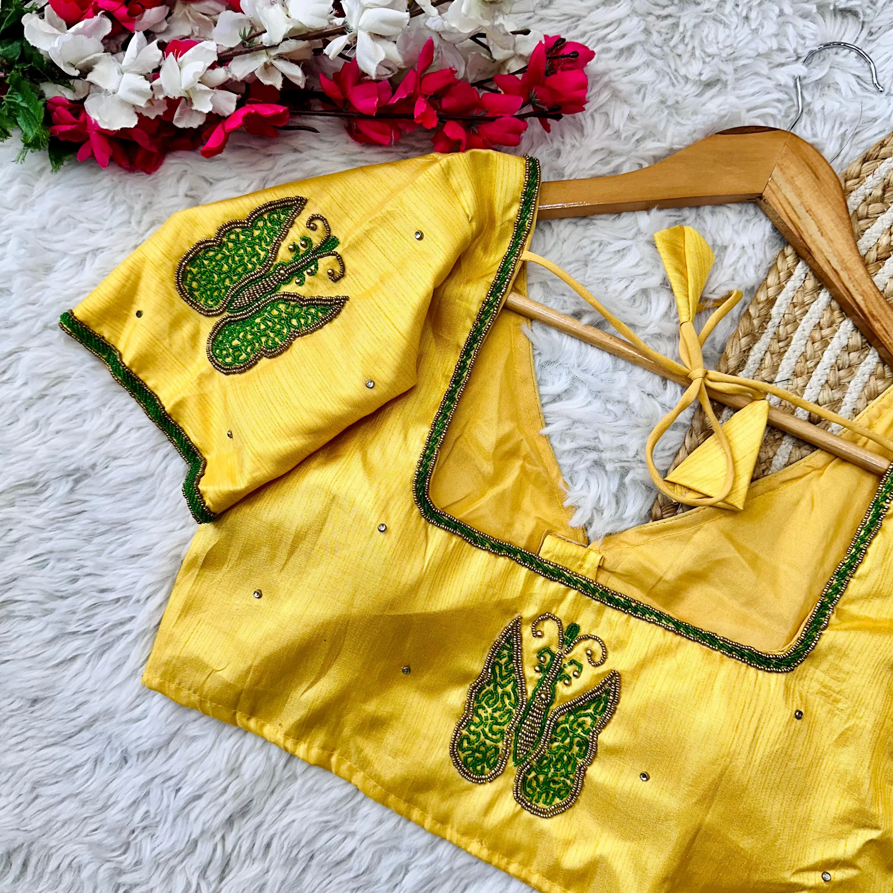 Yellow Handcrafted Wedding Blouse Collection in Mayo Silk