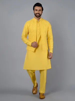 Yellow Kurta Set With Koti | TULA