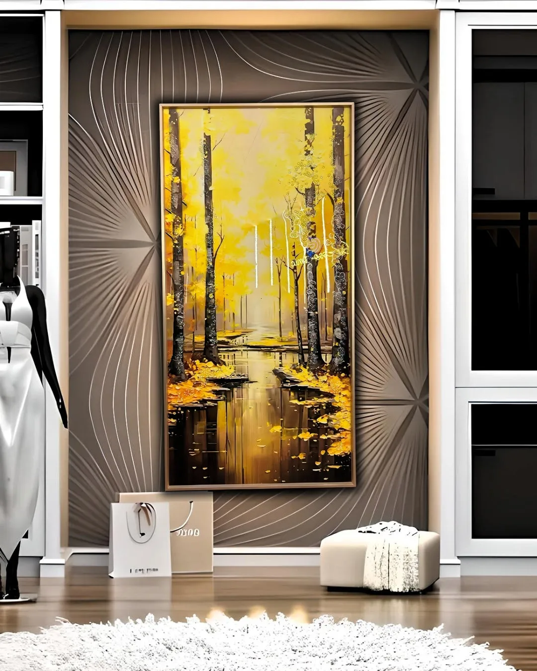 Yellow Lake Crystal Art Painting