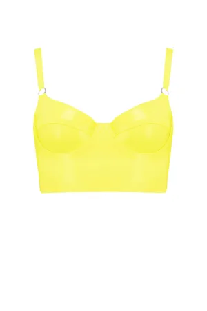 Yellow Latex Full Cup Longline Bra