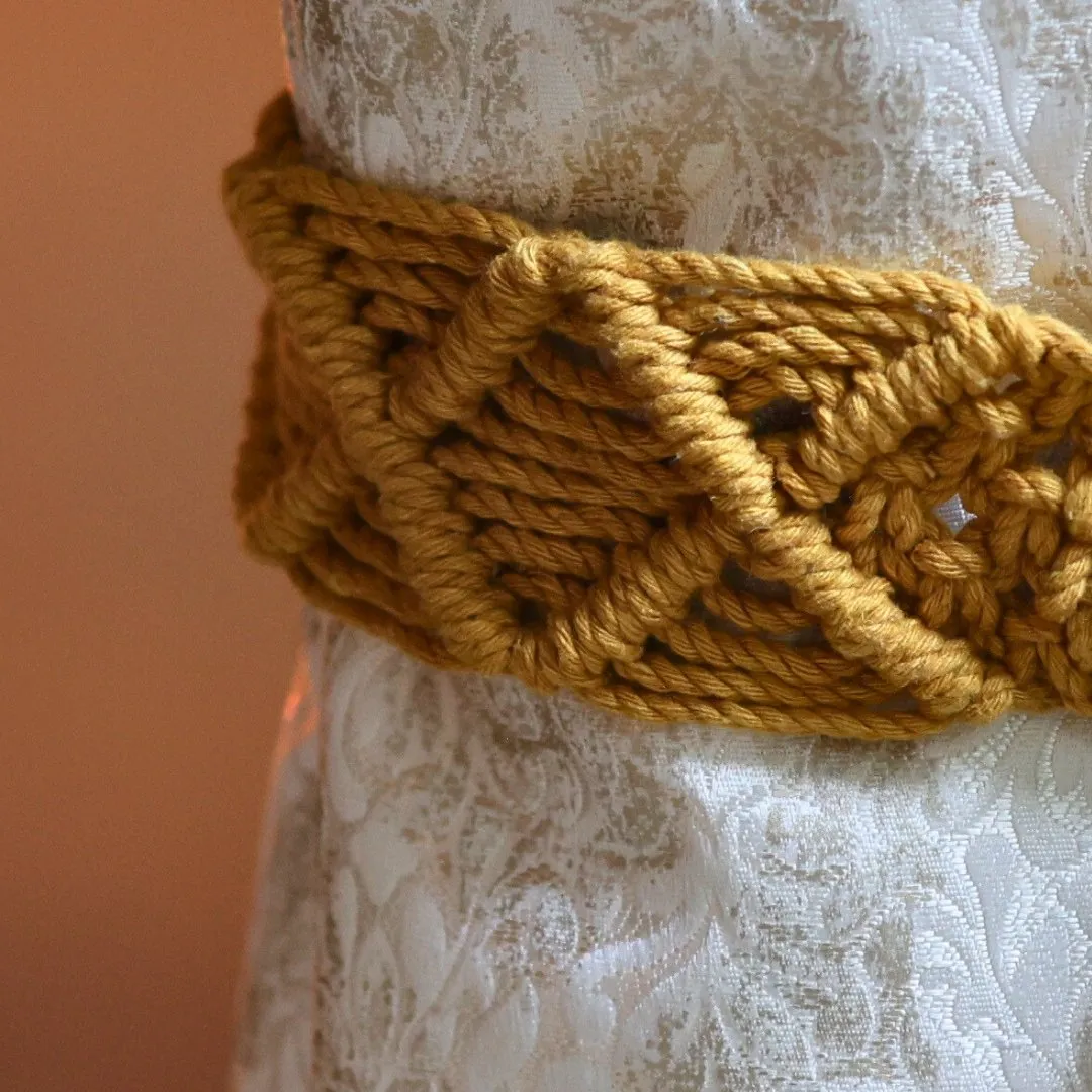 Yellow Macrame Ring Curtain Ties