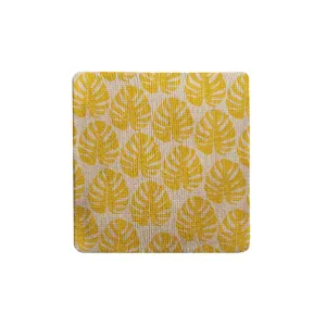 Yellow Monstera Fabric Coaster