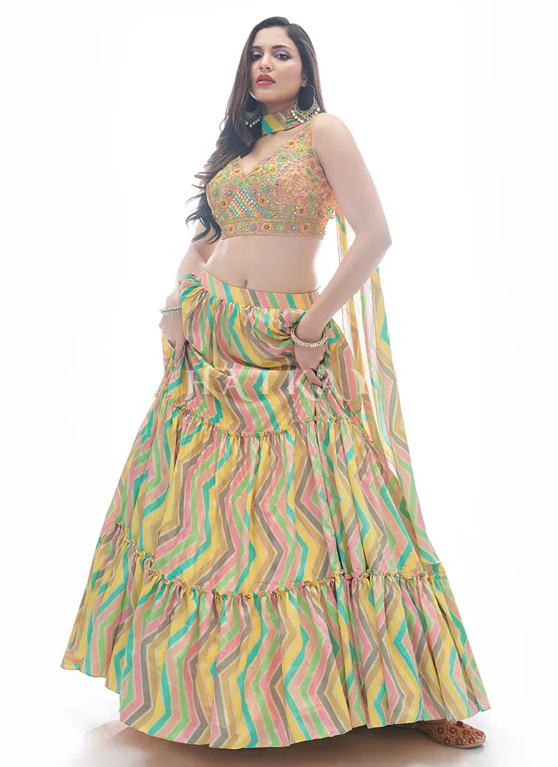 Yellow Multi Embroidered Festive Lehenga Choli