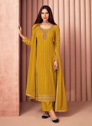 Yellow Multi Embroidered Georgette Salwar Kameez