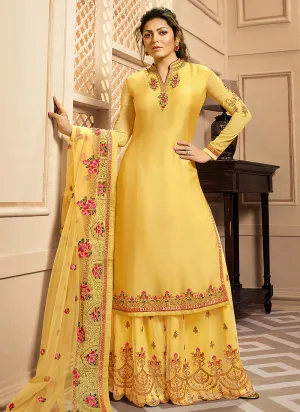 Yellow Multi Embroidered Indian Gharara/Churidar Suit