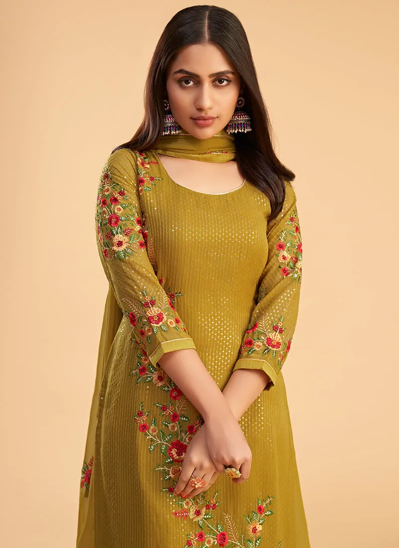 Yellow Multi Embroidery Traditional Salwar Suit