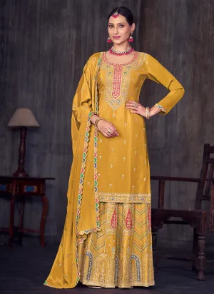 Yellow Multi Embroidery Wedding Lehenga Kurti And Dupatta