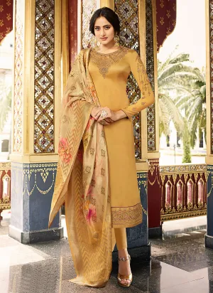 Yellow Overall Pakistani Pant Suit