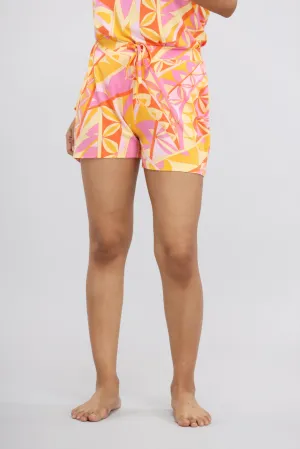 Yellow Paisley Modal Shorts