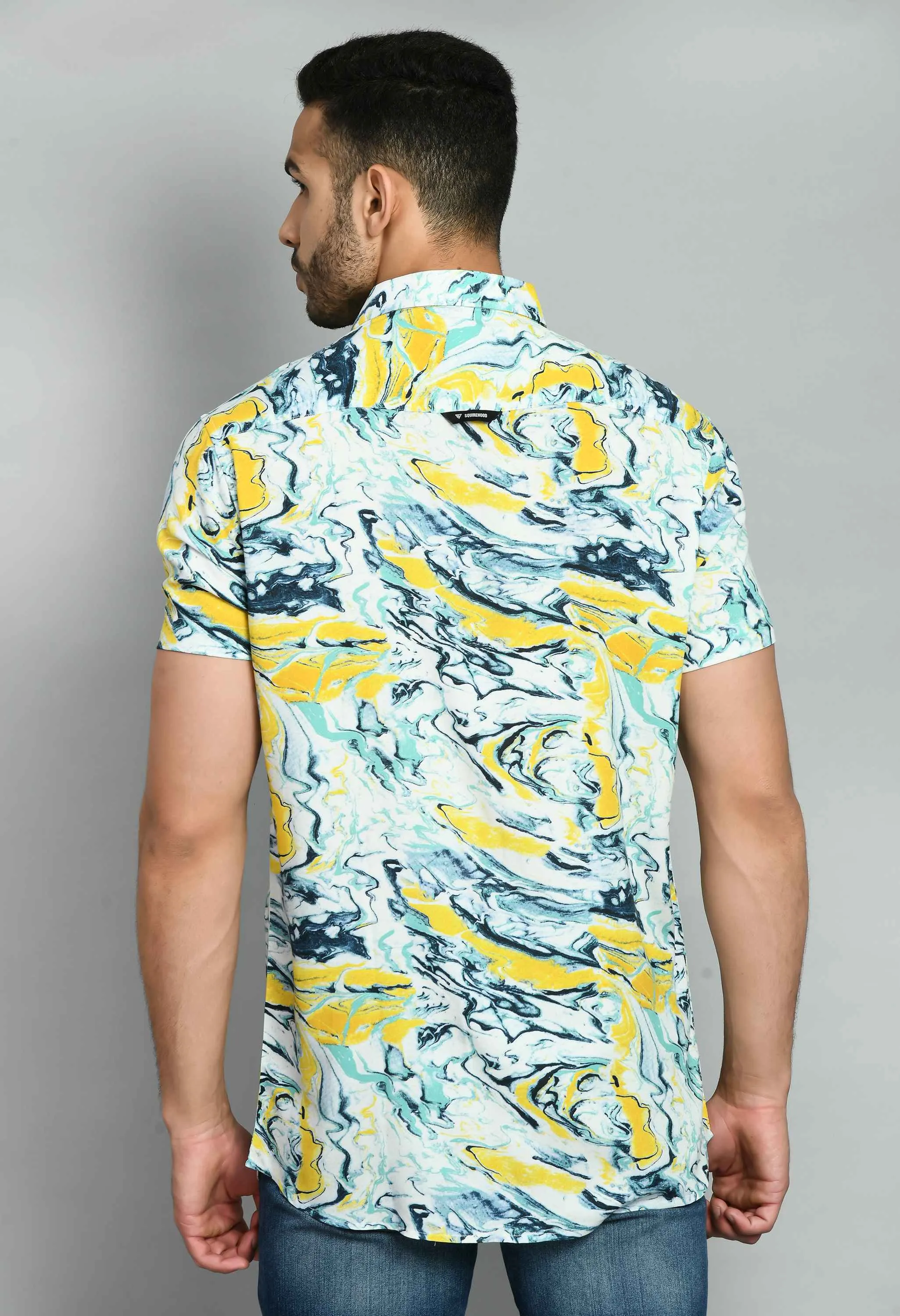 Yellow Printed Rayon Shirt