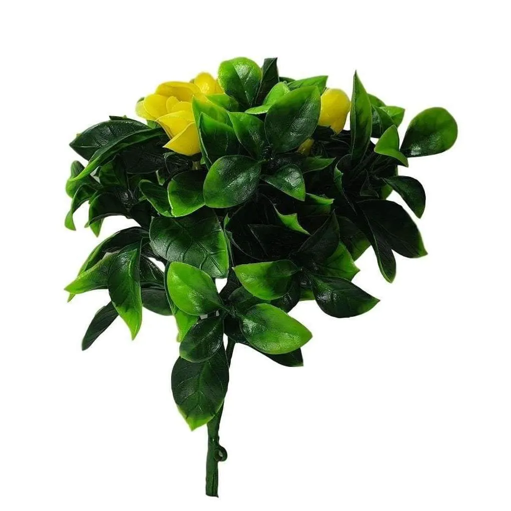 Yellow Rose Artificial Vertical Garden / Fake Green Wall 100cm x 100cm UV Resistant