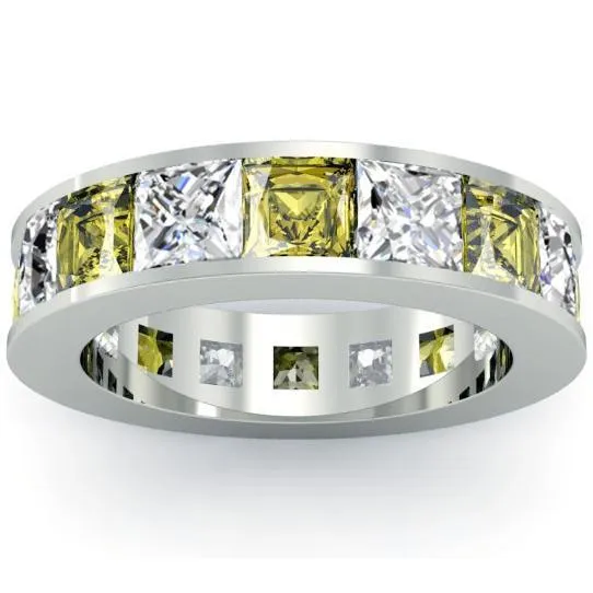 Yellow Sapphire and Diamond Eternity Anniversary Band