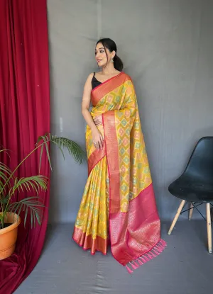 Yellow Saree in Organza