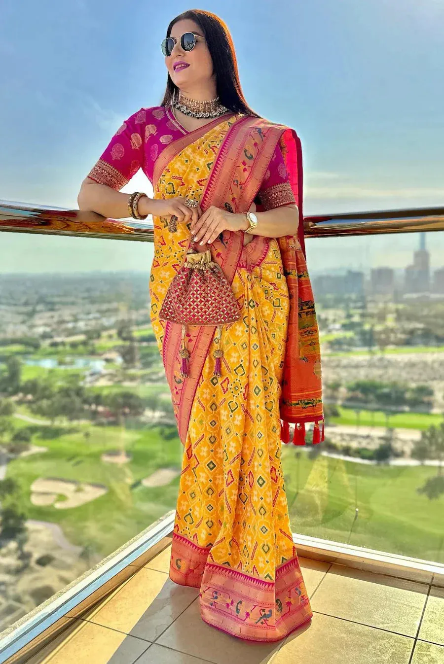 Yellow Saree in Patola Paithani Silk