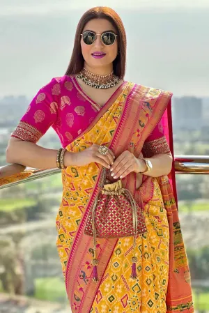 Yellow Saree in Patola Paithani Silk