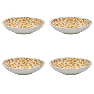 Yellow Scroll Pasta Bowls (Set of 4)