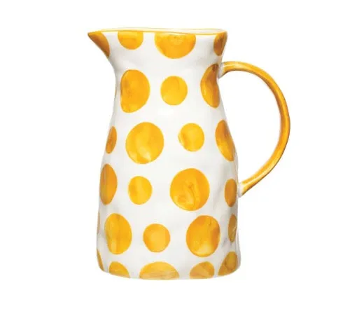 Yellow Stoneware Pitcher with Dots