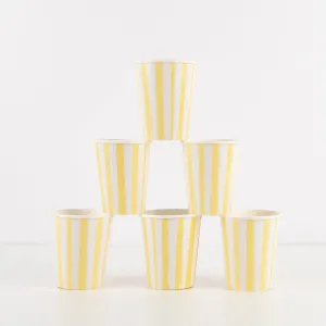 Yellow Stripe Cups (x 8)