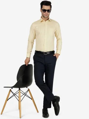 Yellow Striped Slim Fit Formal Shirt | Greenfibre