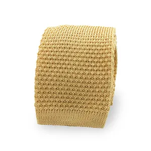 Yellow tightly woven silk knit tie