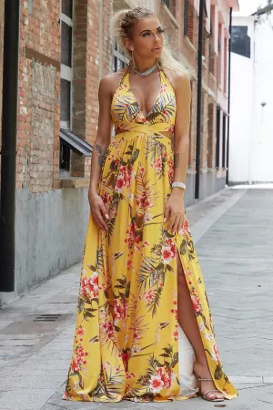 Yellow Tropical Resort Maxi Dress