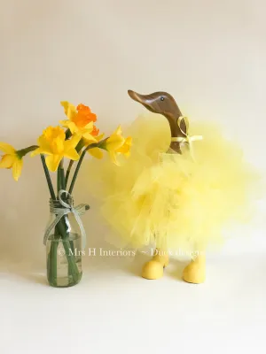 Yellow Tutu & Boots Duck - Decorated Wooden Duck in Boots by Mrs H the Duck Lady