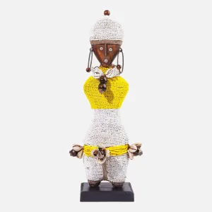 Yellow White Namji African Doll Decor Object