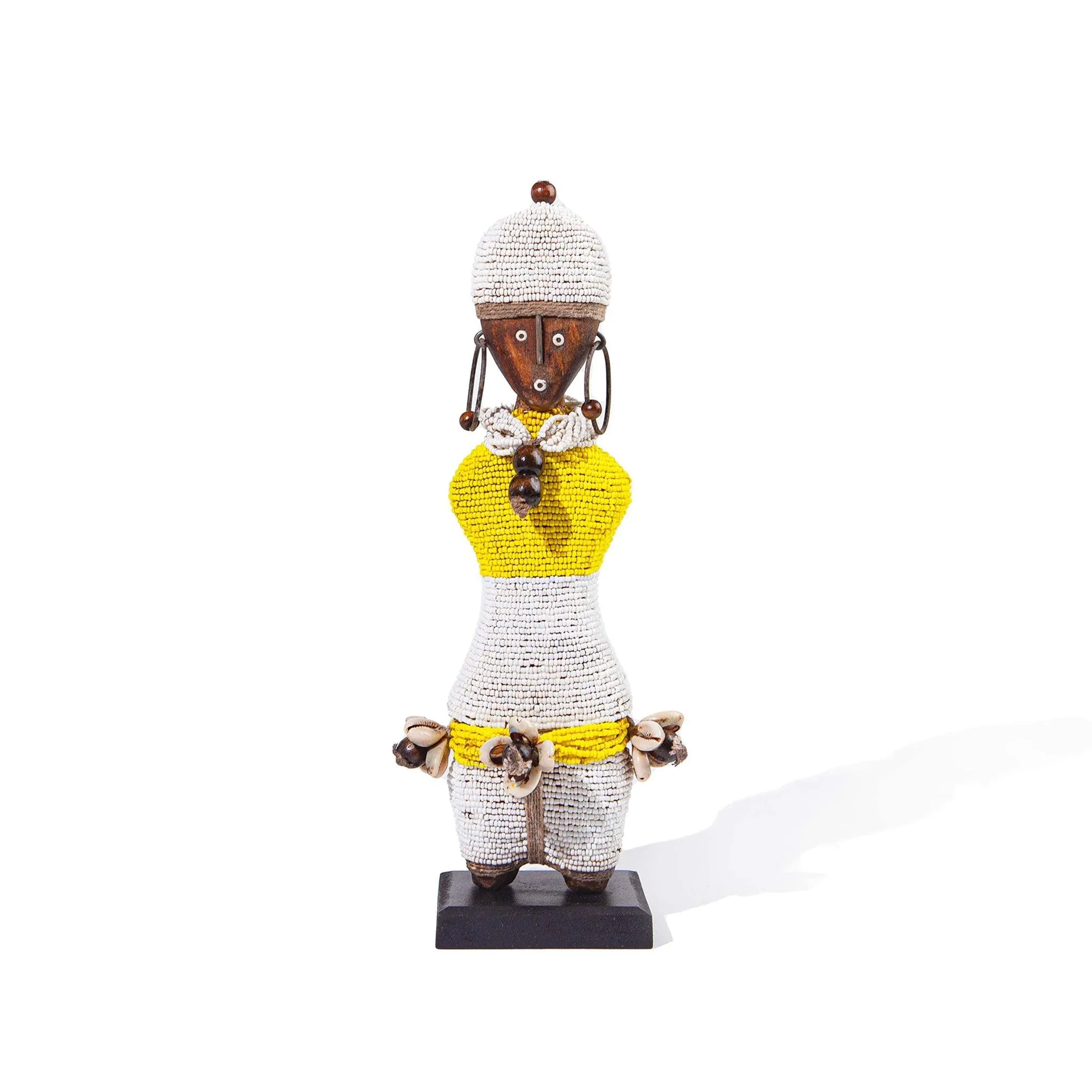 Yellow White Namji African Doll Decor Object