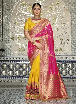 Yellowish Pink Dual Tone Silk Saree