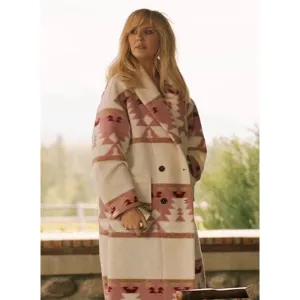 Yellowstone S05 Beth Dutton Pink Printed Coat