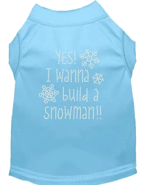 Yes! I Want To Build A Snowman Rhinestone Dog Shirt Baby Blue Sm (10)