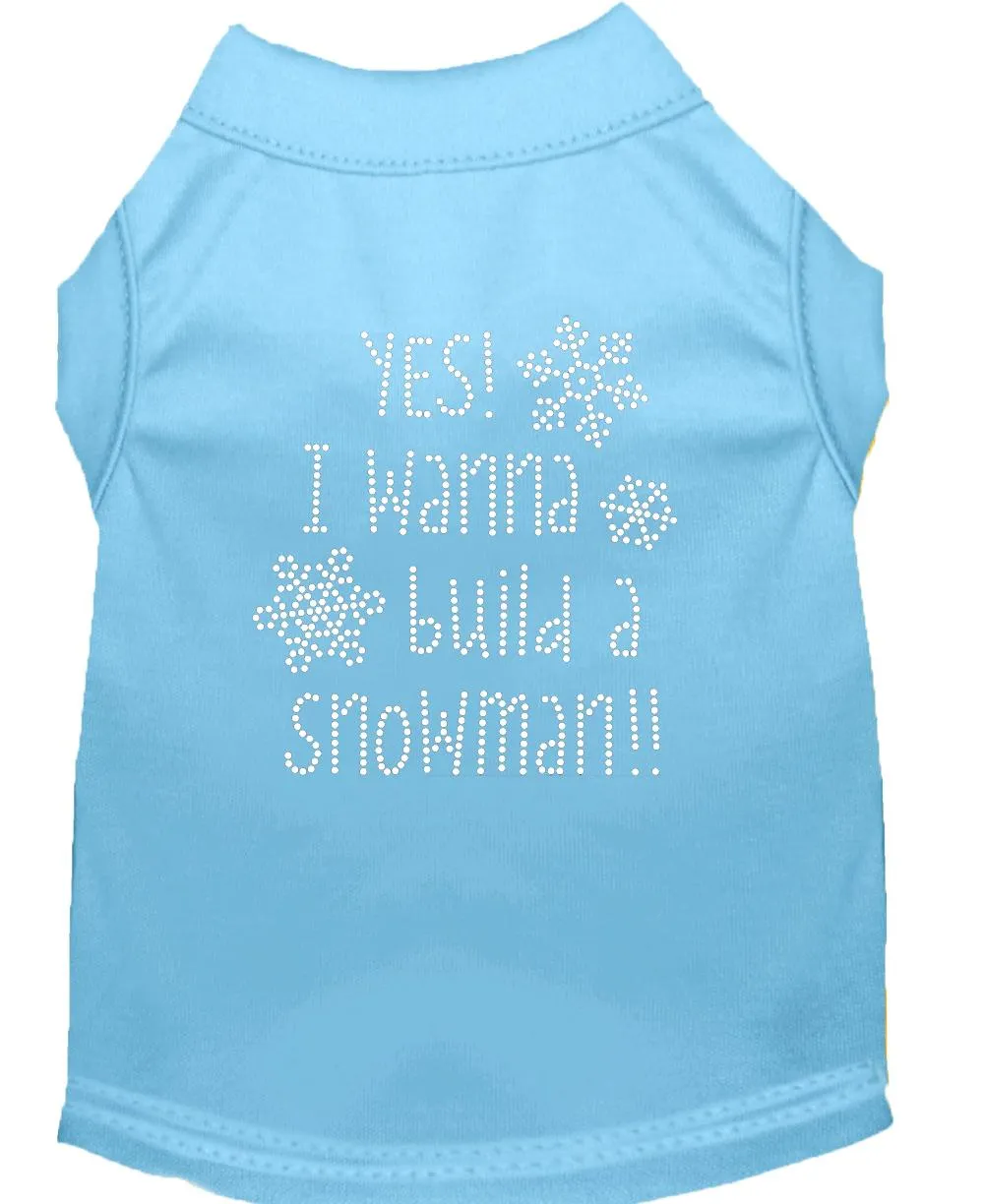 Yes! I Want To Build A Snowman Rhinestone Dog Shirt Baby Blue Xs (8)