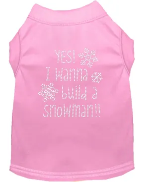 Yes! I Want To Build A Snowman Rhinestone Dog Shirt Light Pink Lg (14)