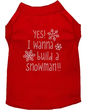 Yes! I Want To Build A Snowman Rhinestone Dog Shirt Red Sm (10)