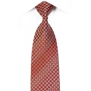 Yezak Rhinestone Silk Necktie Golden Geometric On Burgundy With Silver Sparkles