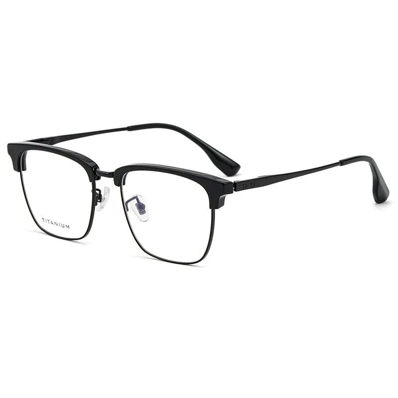 Yimaruili Men's Full Rim Square Acetate Titanium Eyeglasses 8653cmh