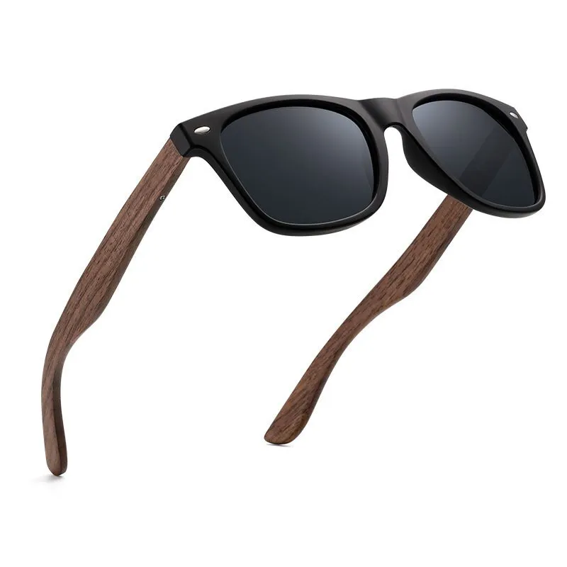 Yimaruili Men's Full Rim Wood Resin Frame HD Polarized Sunglasses 8004