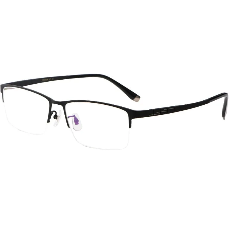 Yimaruili Men's Semi Rim Titanium Rectangular Frame Eyeglasses HT0186